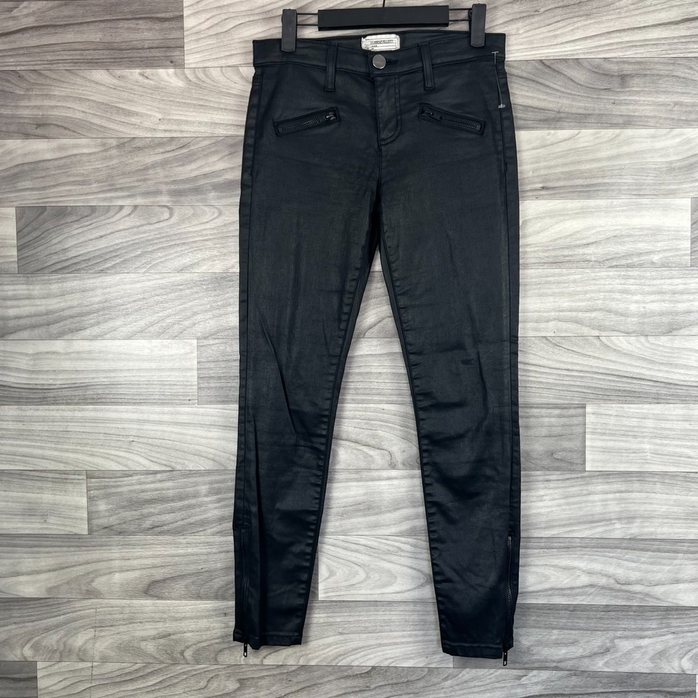 Current Elliott Skinny Jeans Womens Size 26 Black Coated‎ Ankle Y2K Alternative